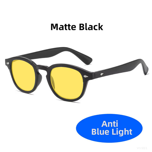 Retro Blue Light Blocking Glasses for Men & Women – Night Vision Yellow Lens, Square Frame, UV400, Bluelight Filter for Computers