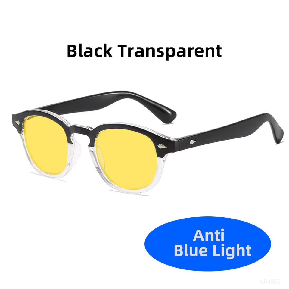 Retro Blue Light Blocking Glasses for Men & Women – Night Vision Yellow Lens, Square Frame, UV400, Bluelight Filter for Computers