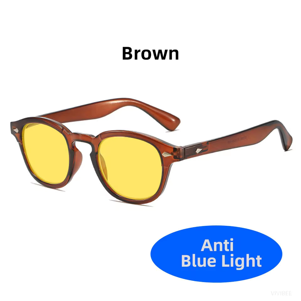 Retro Blue Light Blocking Glasses for Men & Women – Night Vision Yellow Lens, Square Frame, UV400, Bluelight Filter for Computers